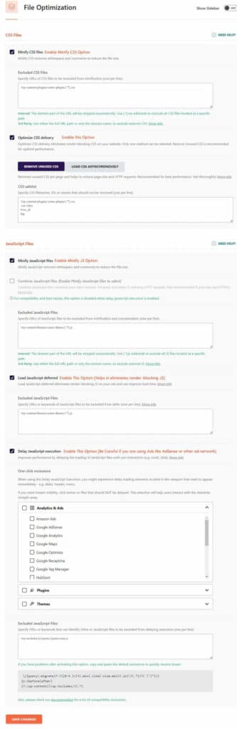 WP Rocket 文件优化部分