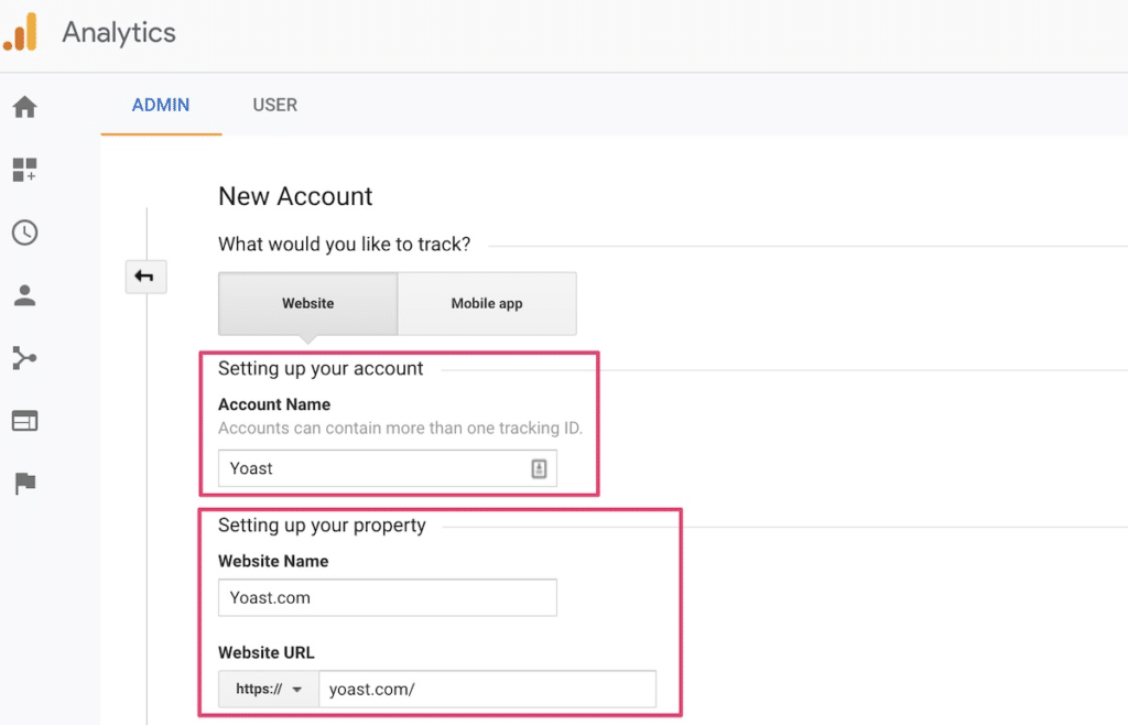 在 Google Analytics 中创建新帐户